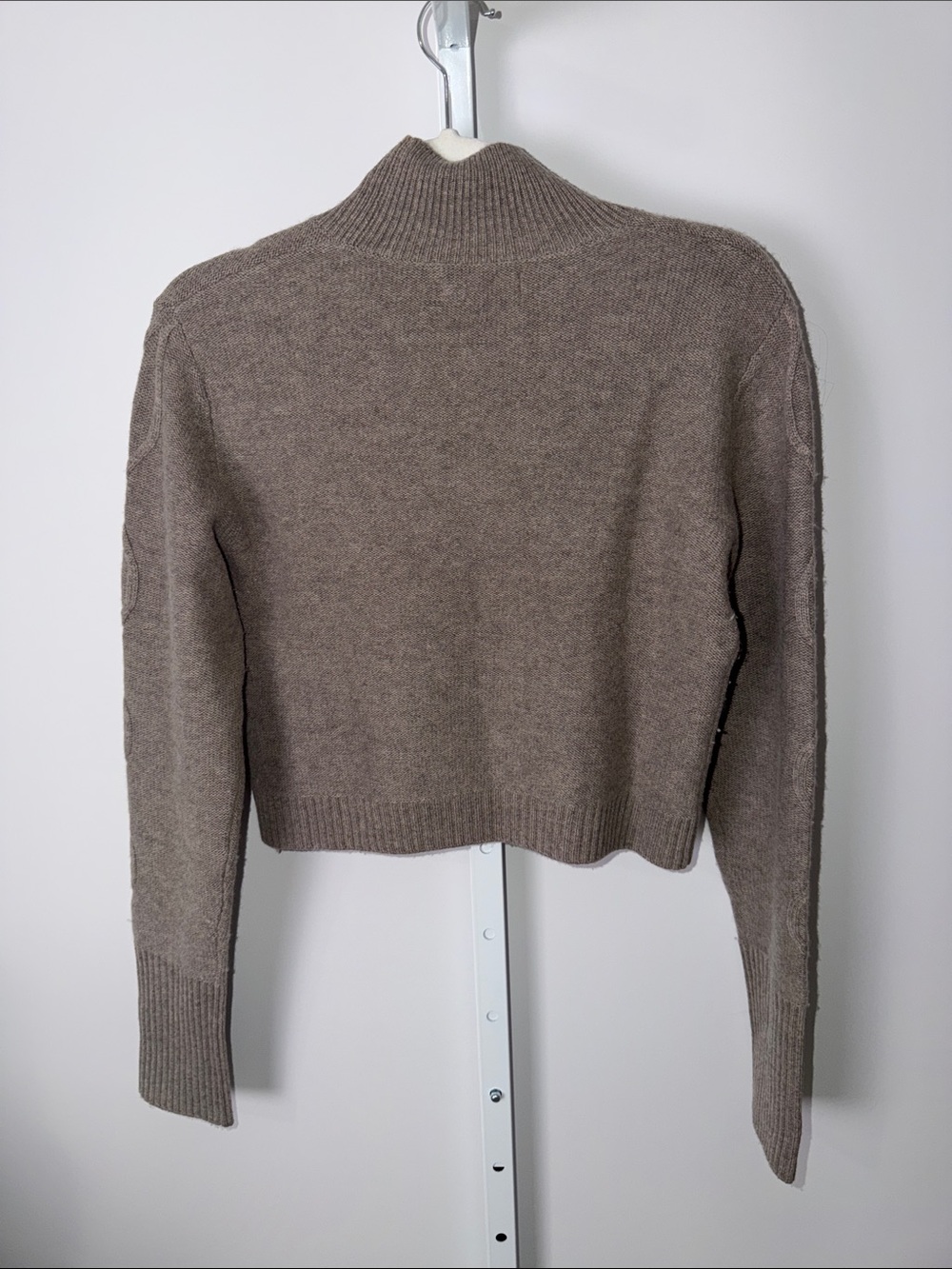 NAADAM Taupe Cropped Cable Turtleneck Sweater - Picture 5 of 7